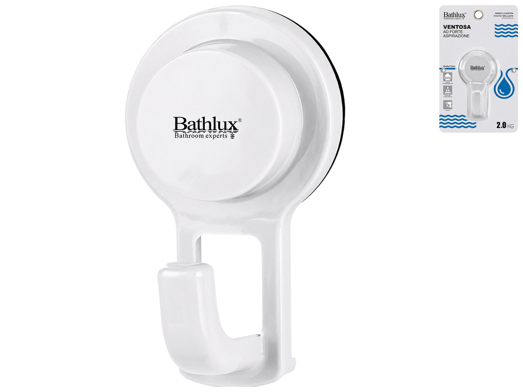 Гачок Bathlux на присосці, ABS-пластик, 11,5x4,8см, колір сірий