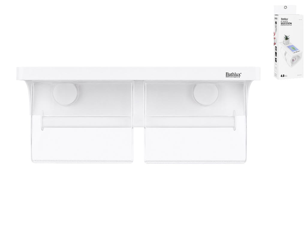 Тримач для туалетного паперу Bathlux, подвійний, настінний, 32×11,5 см, білий прозорий