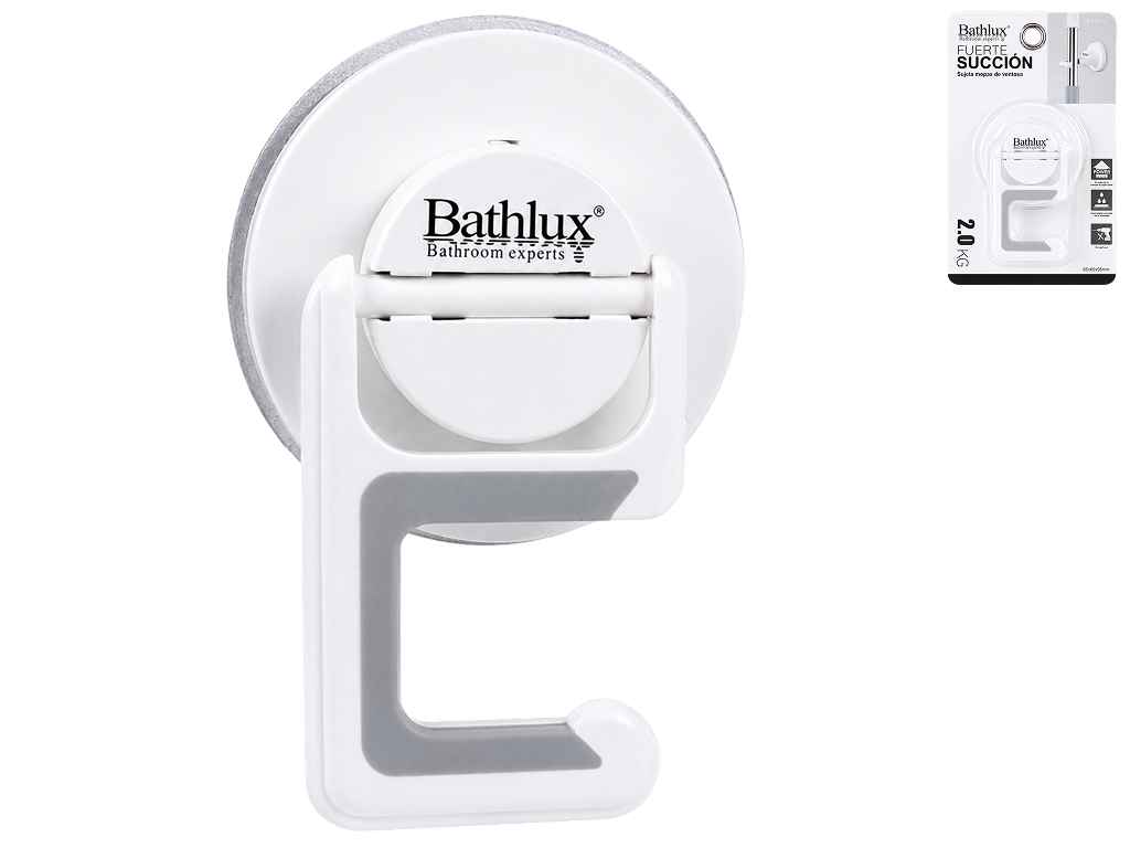 Тримач для швабри Bathlux, настінний, на присосці, 8 см, білий