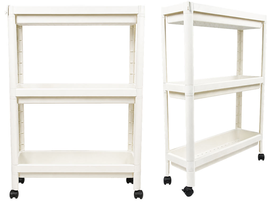 Етажерка на колесах KmtStyle, 3 яруси, біла, 53×17,5×73,5см