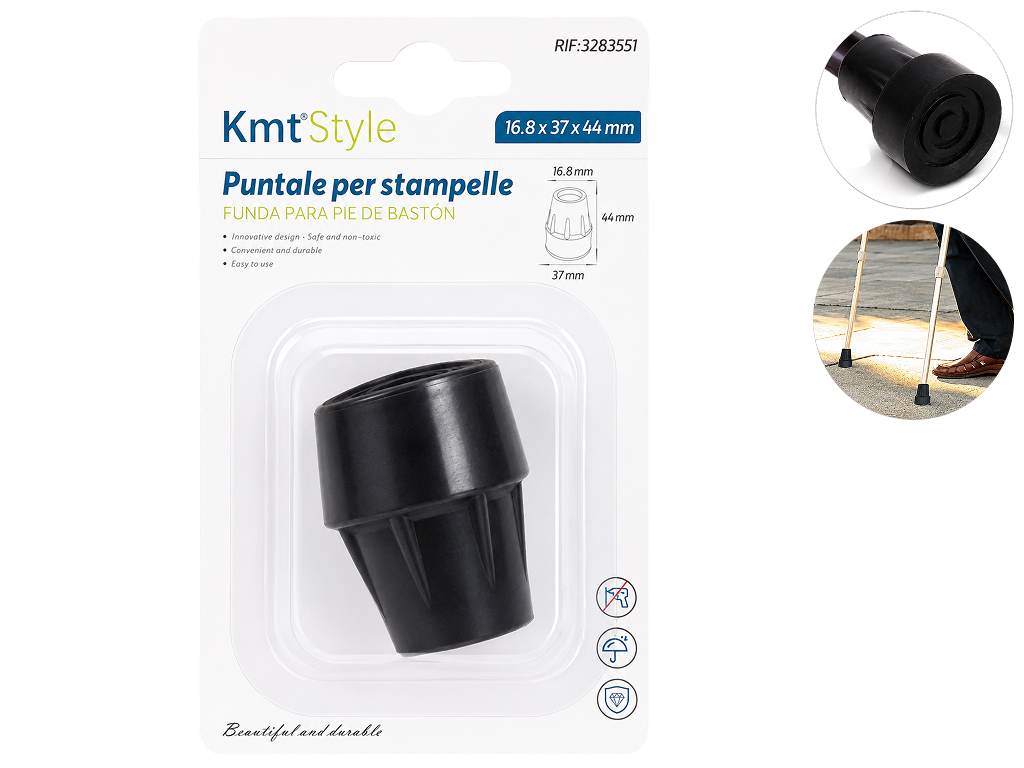 Наконечники для тростини KmtStyle, гума, 44мм, 2шт, колір чорний
