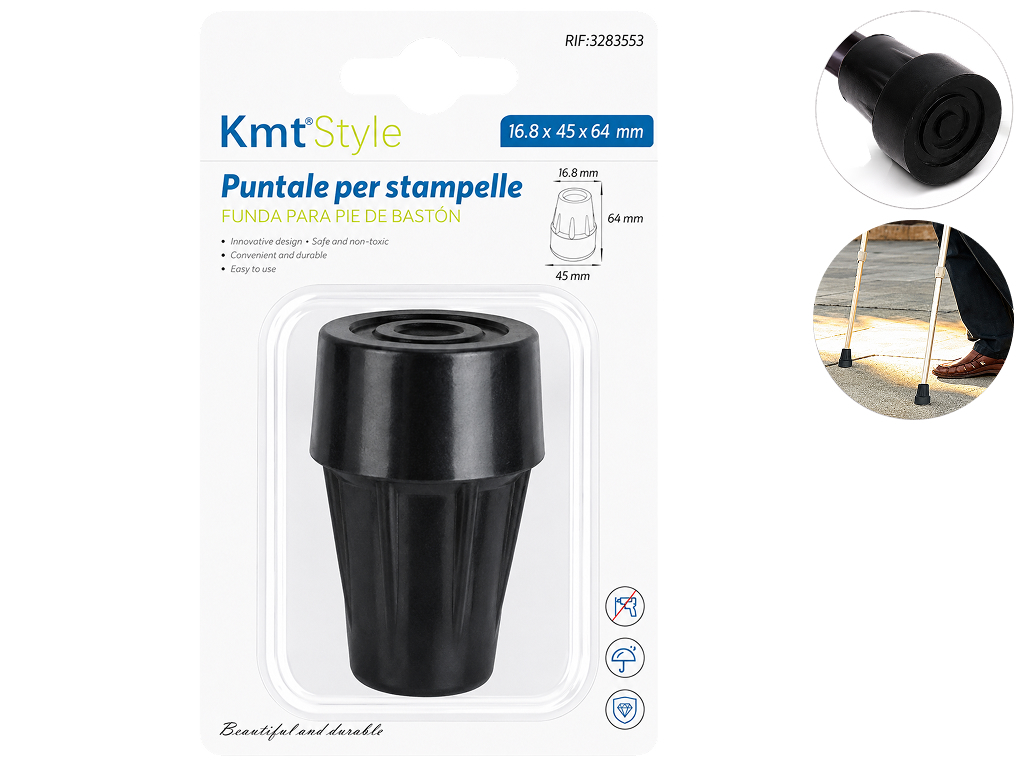 Наконечники для тростини KmtStyle, гума, 64мм, 2шт, колір чорний