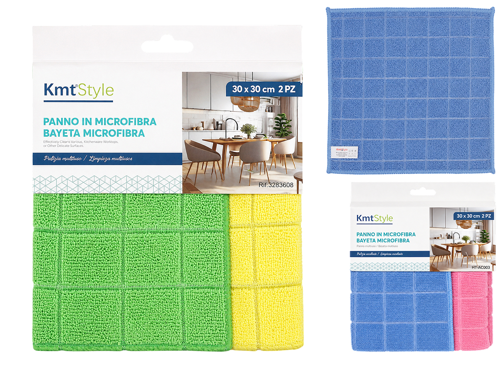 Тряпки для уборки KmtStyle из микрофибры 30×30 см, 2 вида (цена за набор 2шт)