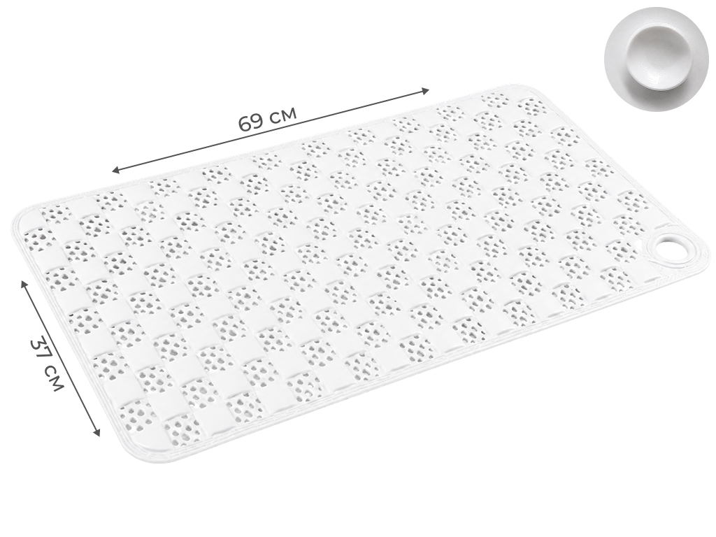 Килимок Bathlux для ванної протиковзкий, ПВХ, 69x37 см, колір білий