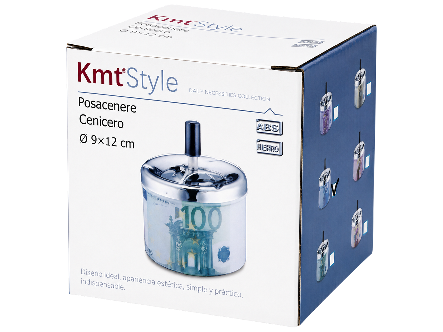 Попільничка Kmt Style, метал, ABS, з поворотним механізмом, 9×12 см, 6 дизайнів (ціна за 1шт)