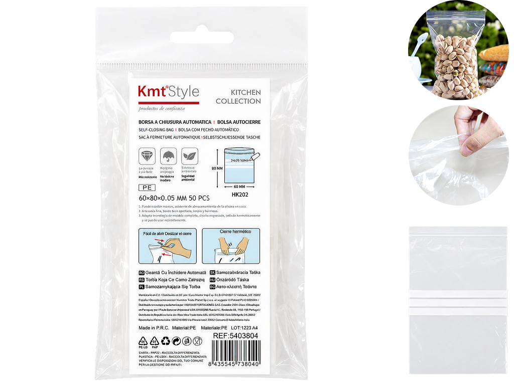 Пакеты с zip-lock KmtStyle, 60×80 мм, 50 шт, прозрачные