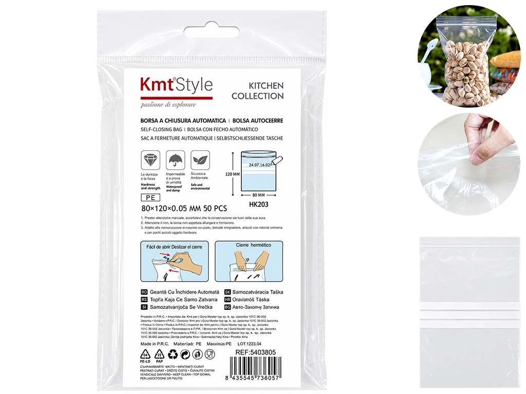 Пакеты с zip-lock KmtStyle, 80×120 мм, 50 шт, прозрачные