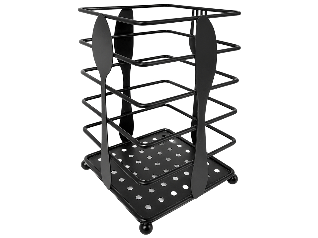Підставка для столових приборів KmtStyle металева, 16×10×10 см, чорна