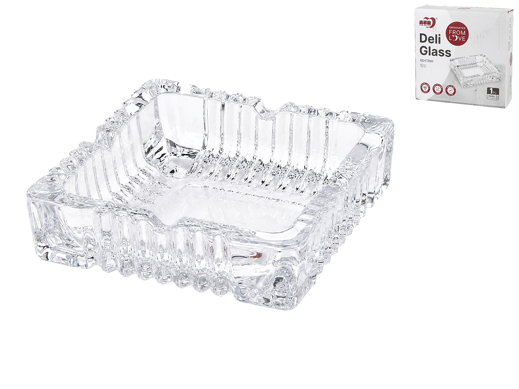 Пепельница, стекло, 11,8×11,8×3,7см, цвет прозрачный