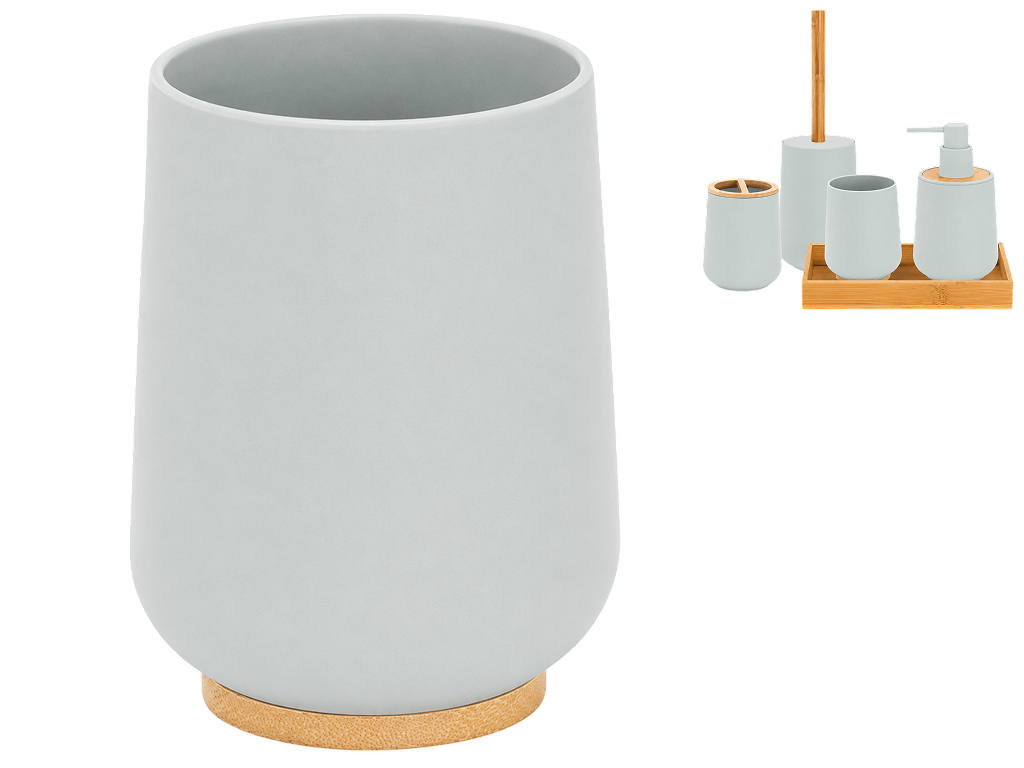 Стакан Bathlux для зубных щеток, soft touch, пластик, 10,7x8,4см, серо-голубой (цена за 1 предмет)