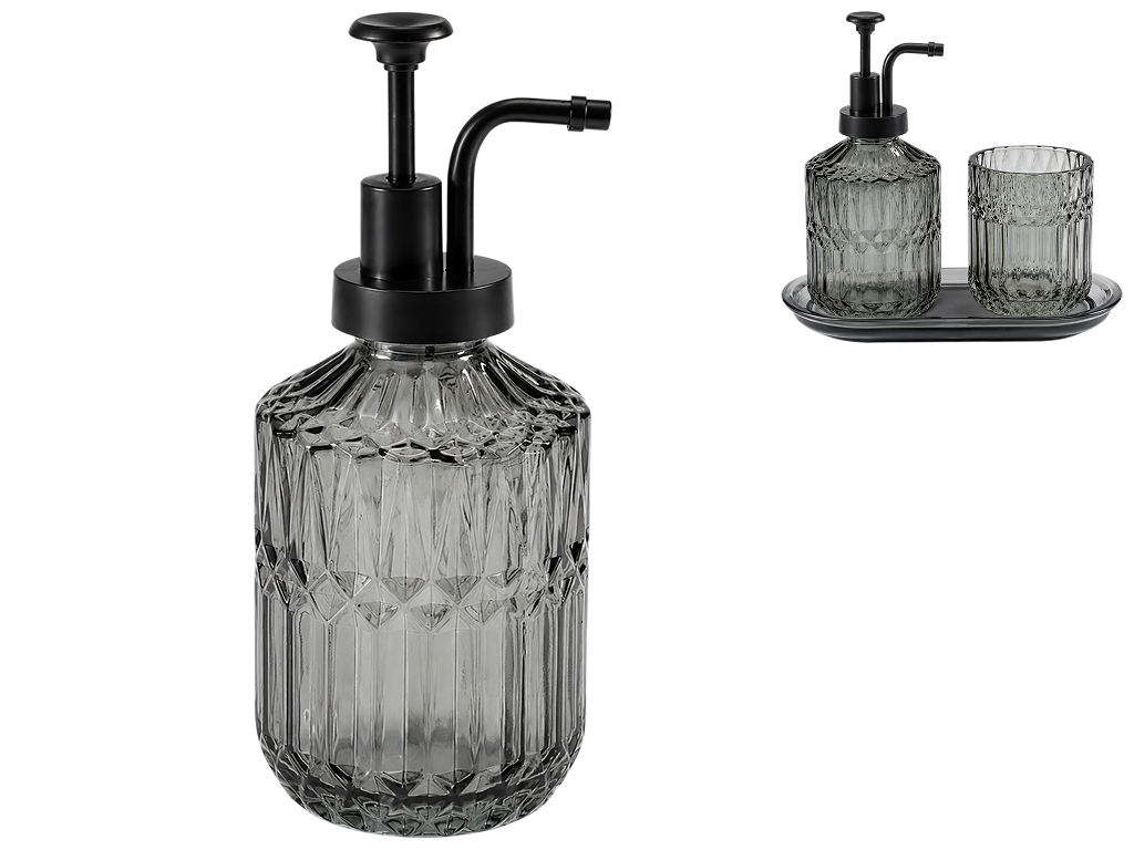Дозатор Bathlux для рідкого мила, скло, 20.5x8 см, колір димчасто-сірий (ціна за 1 предмет)