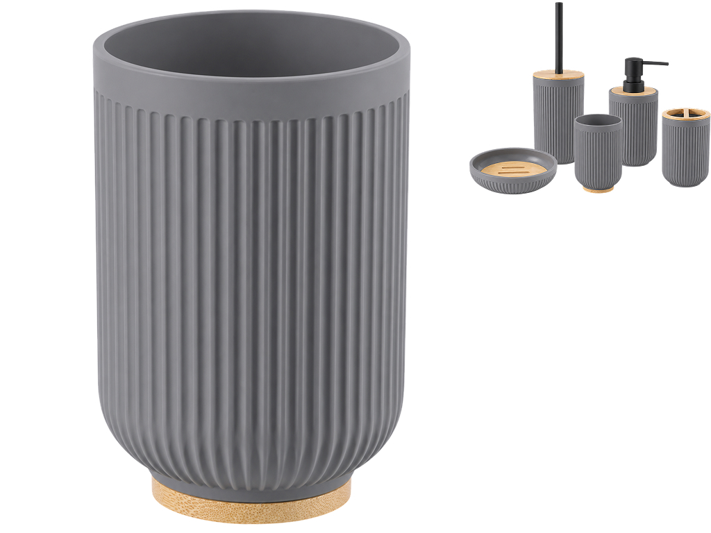 Склянка Bathlux для полоскання рота, ABS-пластик, бамбук, 11,2x7,8см, сірий (ціна за 1 предмет)
