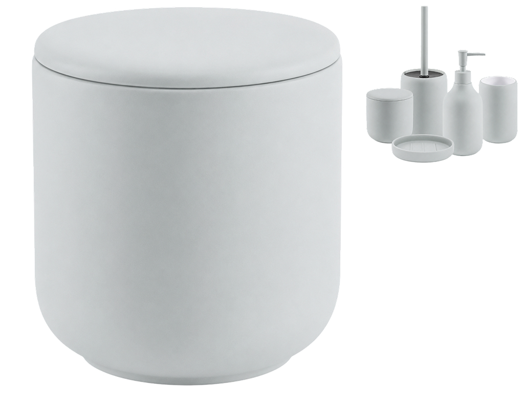 Контейнер для зберігання Bathlux керамічний з кришкою, 10×10,6см, сіро-блакитний (ціна за 1 предмет)