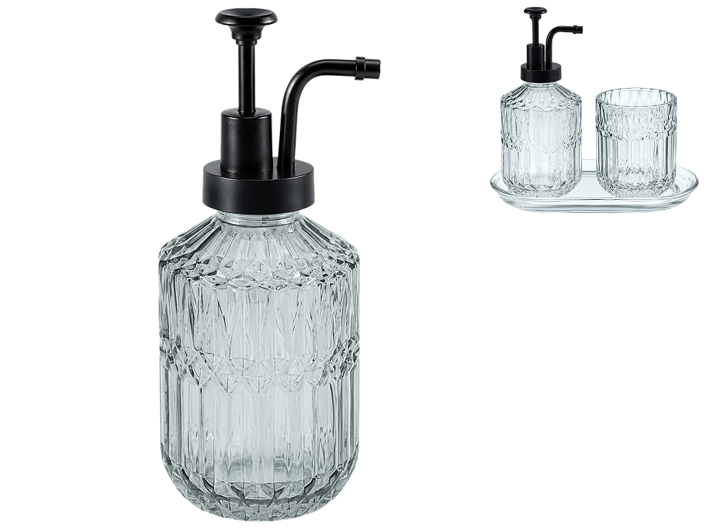 Дозатор Bathlux для рідкого мила, скло, 20.5x8 см, колір сіро-блакитний (ціна за 1 предмет)
