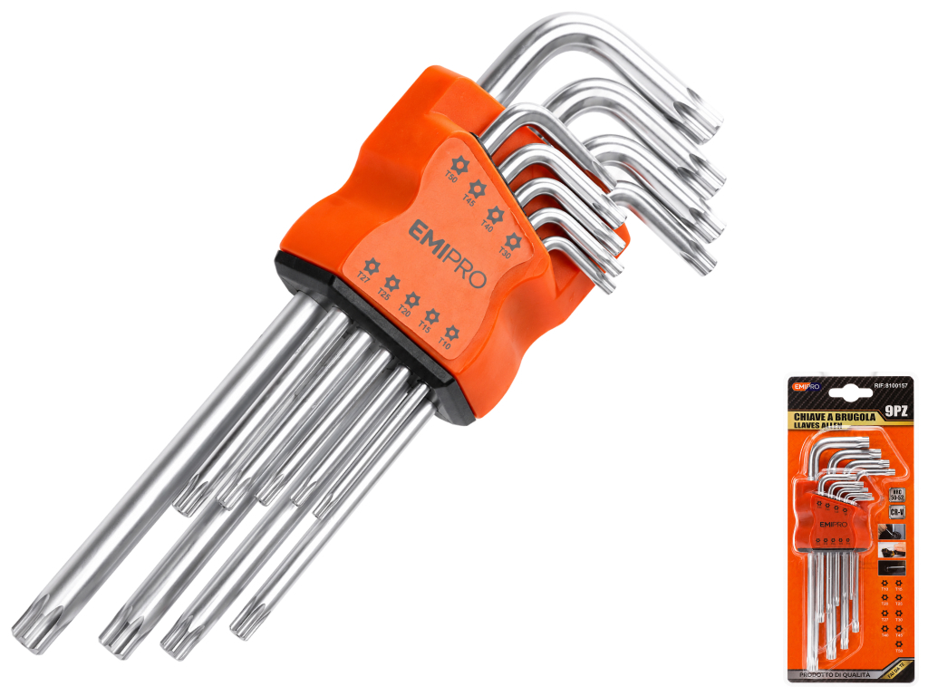Набор удлиненных Г-образных ключей Torx Emipro, 9шт, T10–T50