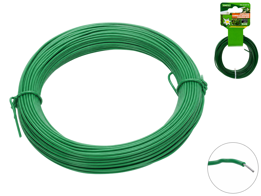 Дріт садовий EmiPro, залізо, пластик, 0,2см×20м, колір зелений