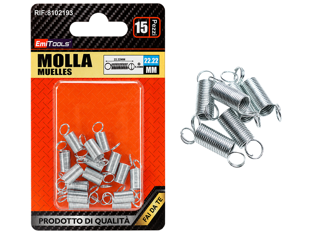 Пружины растяжения Emi Tools, сталь, 6,35×22,22мм, 15шт, (цена за набор)