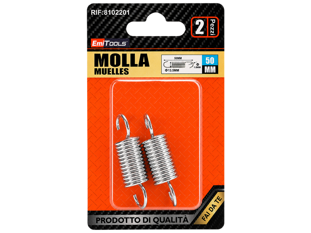 Пружины растяжения Emi Tools, сталь, 1,8×13,5×50мм, 2шт, (цена за набор)