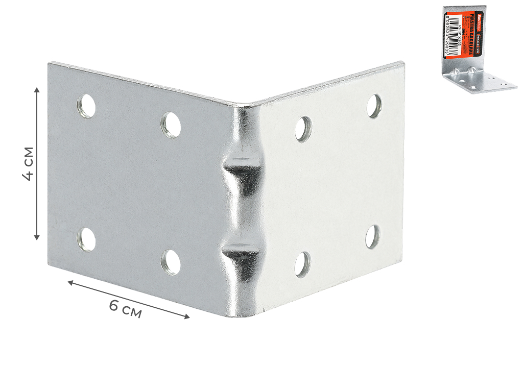 Уголок крепежный Emi Tools, металл, 6×6×4см