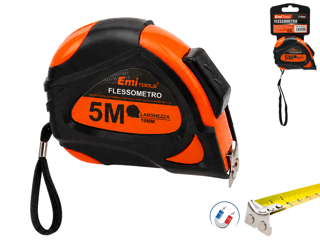 Рулетка Emi Tools, с магнитным зацепом, 5м×1,9см Рулетка Emi Tools, с магнитным зацепом, 5м×1,9см