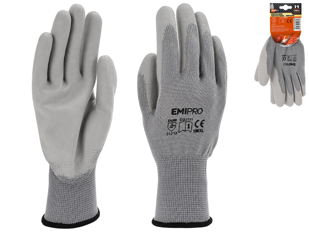 Перчатки рабочие EmiPro, полиэстер, PU, размер XL,