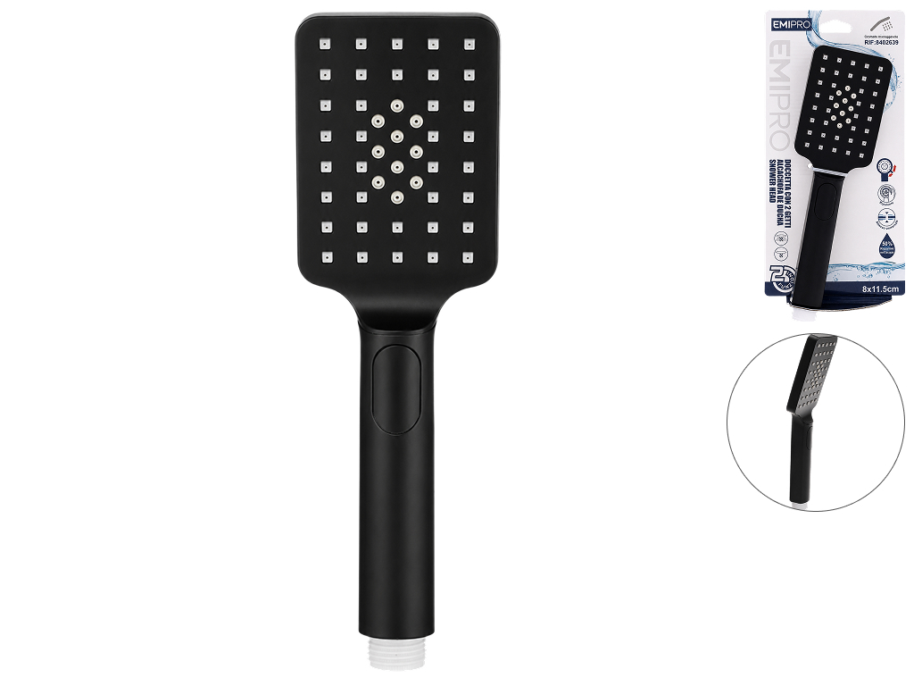 Душова лійка Emipro прямокутна, 26×8 см, чорна