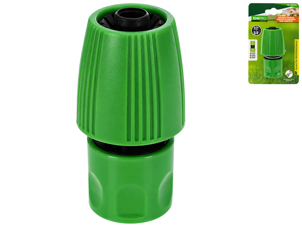 Конектор для шлангу Emipro швидкознімний пластиковий зелений, 1/2"-3/4"