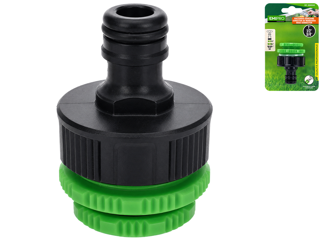 Адаптер Emipro пластиковый для подключения шланга, 1"-1/2"-3/4"
