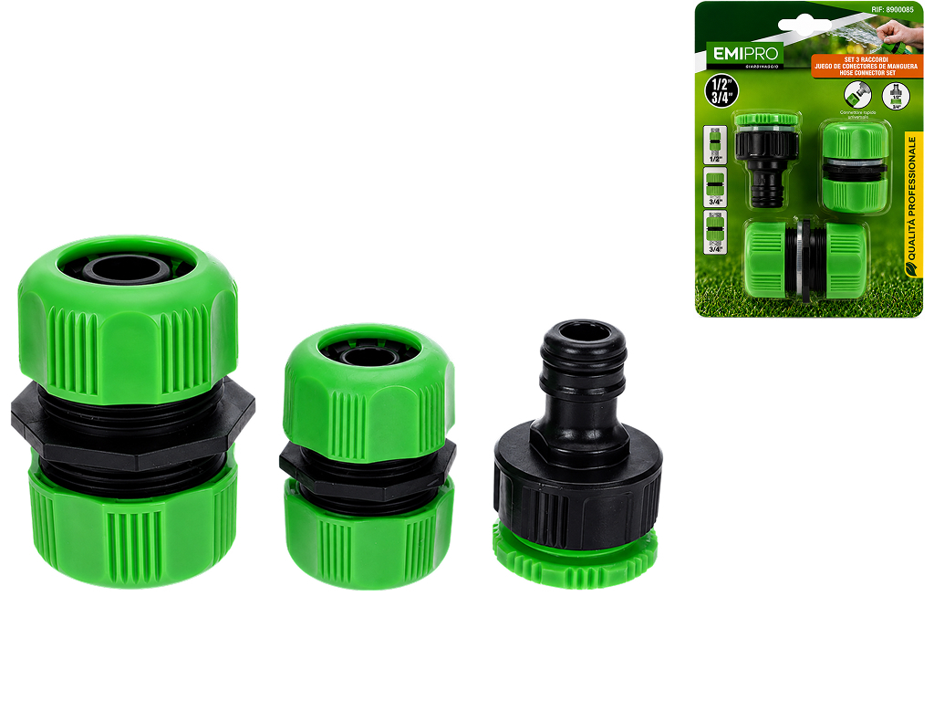 Набор коннекторов для шланга Emipro, 1/2"-3/4", 3 предмета