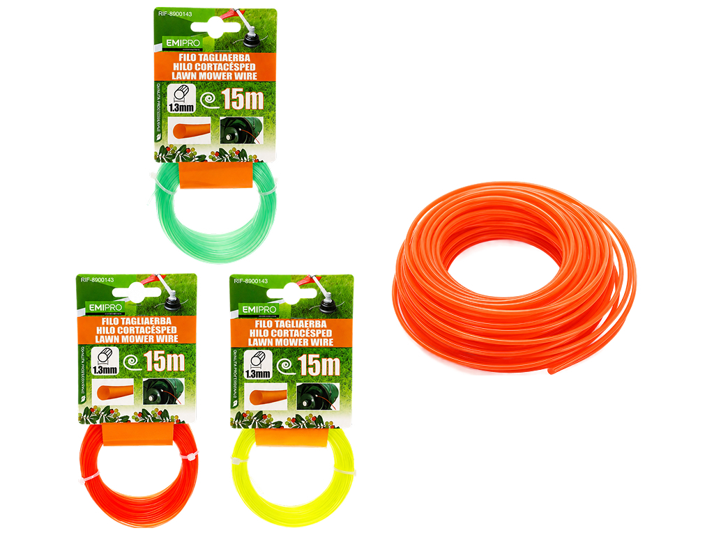 Леска для триммера Emipro, 1,3 мм × 15 м, круглая, 3 цвета (цена за 1шт)