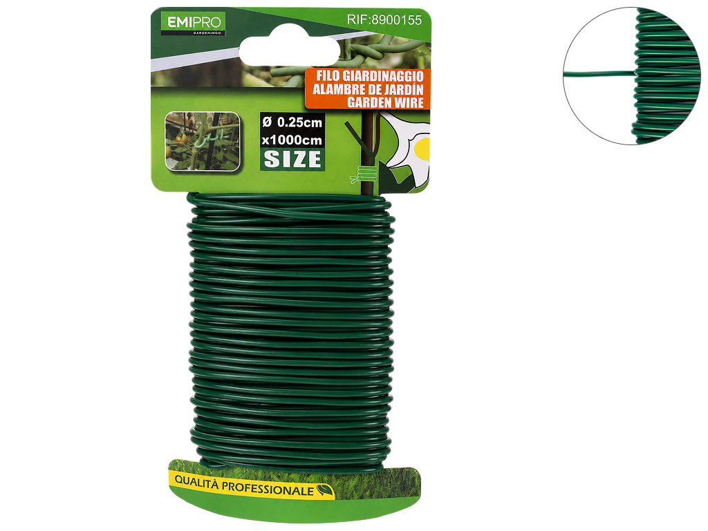 Дріт садовий Emipro, 0,25 см × 1000 см, зелений