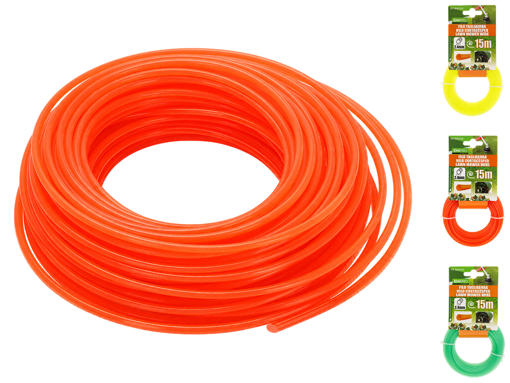 Лісочка для тримера EmiPro, пластик, 0,24см×15м, 3 кольори (ціна за 1шт)