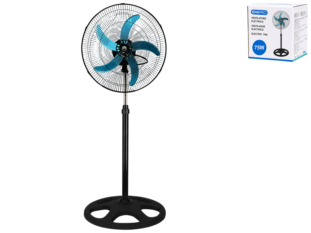 Вентилятор для підлоги EmiPro, пластик, залізо, алюміній, 50×130см, 75W, колір чорний