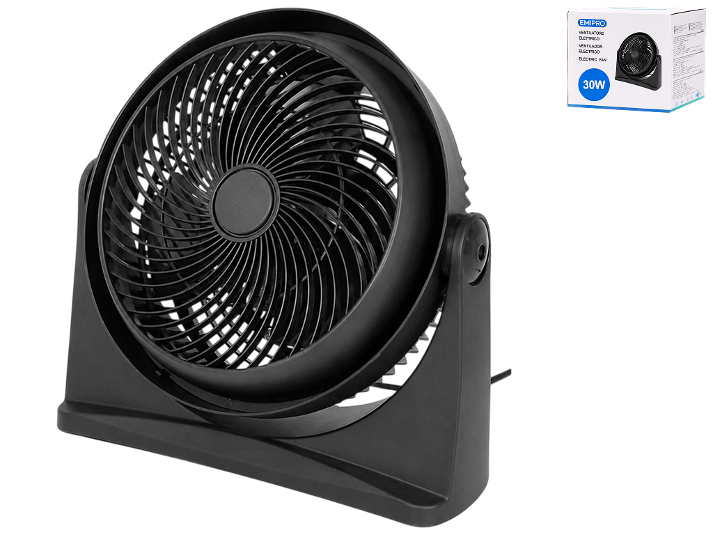 Вентилятор настольный EmiPro, пластик, 30×28см, 30W, цвет черный