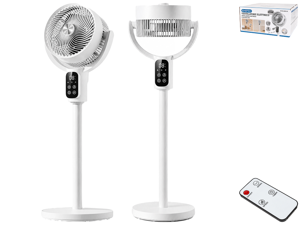 Вентилятор для підлоги EmiPro, з пультом, 95×23,5см, 45W, колір білий