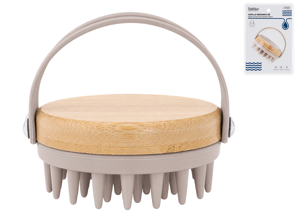 Щітка масажна Bathlux для миття голови, силіконова, 9×7,5 см, бежева