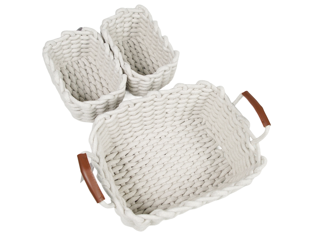 Набір кошиків для зберігання Bathlux, плетені, 32×16×22 см, білі