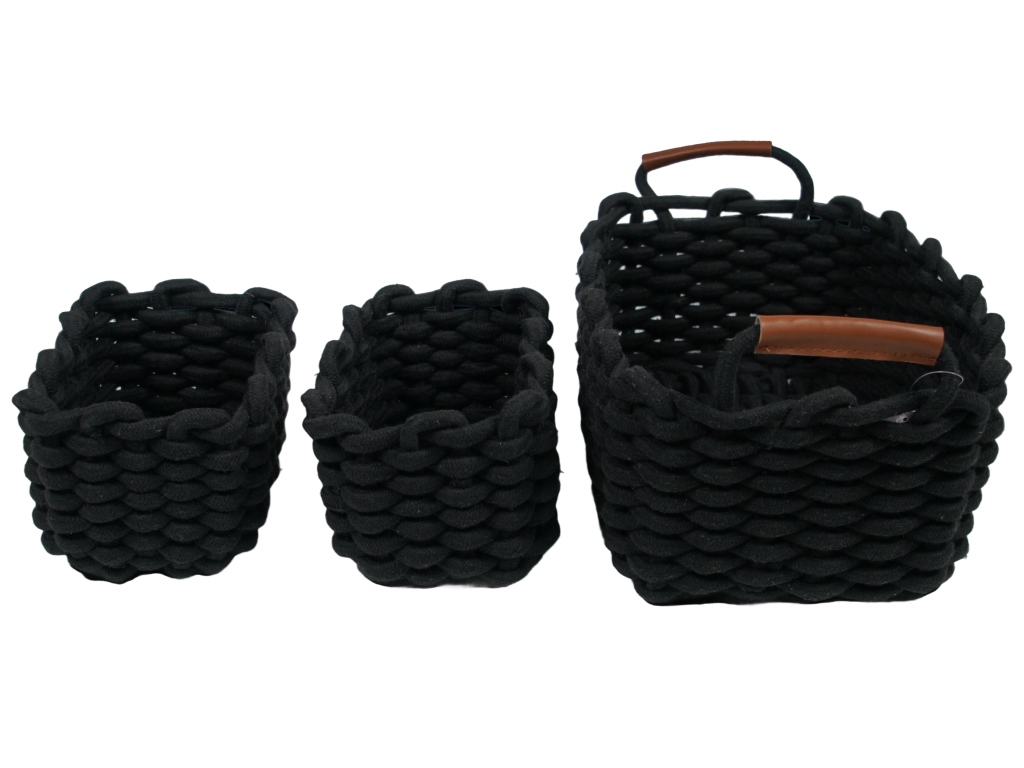 Набір кошиків для зберігання Bathlux, плетені, 32×16×22 см, чорні