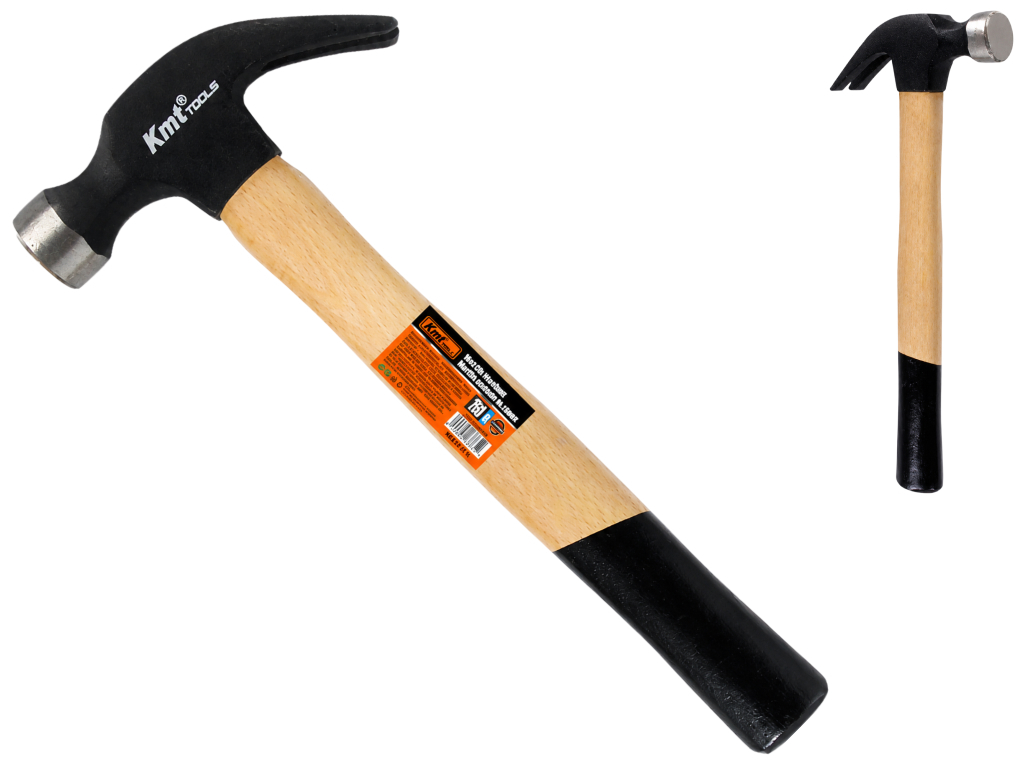 Молоток-гвоздодер Kmt Tools, 500 г, деревянная ручка