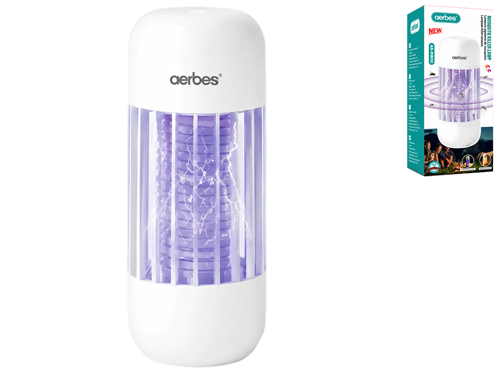 Лампа-ловушка для насекомых Aerbes, USB, 6,9×6,9×16,8 см