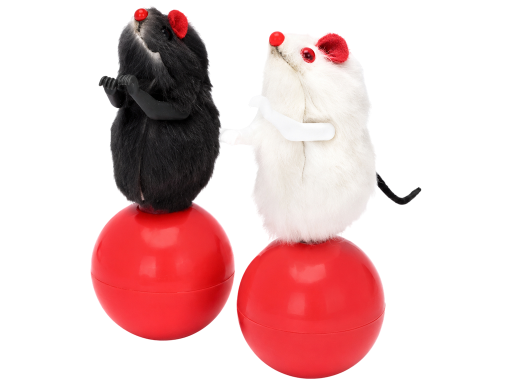 Игрушка-неваляшка мышка для кошек Nobleza, искусственный мех, 10см, 2 цвета, (цена за 1шт)