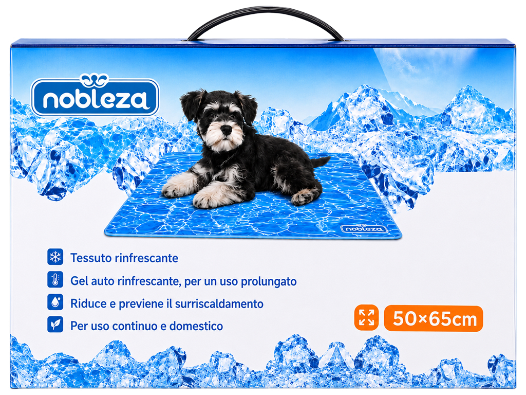 Охлаждающий коврик для кошек и собак Nobleza с принтом, 65×50см, размер M, синий