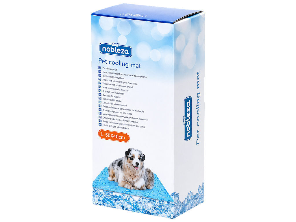 Охлаждающий коврик для собак Nobleza с принтом, 50×40см, размер S, голубой