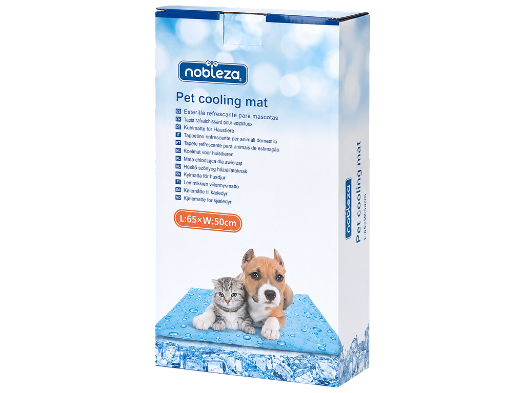 Охлаждающий коврик для собак Nobleza с принтом, 65×50см, размер M, голубой