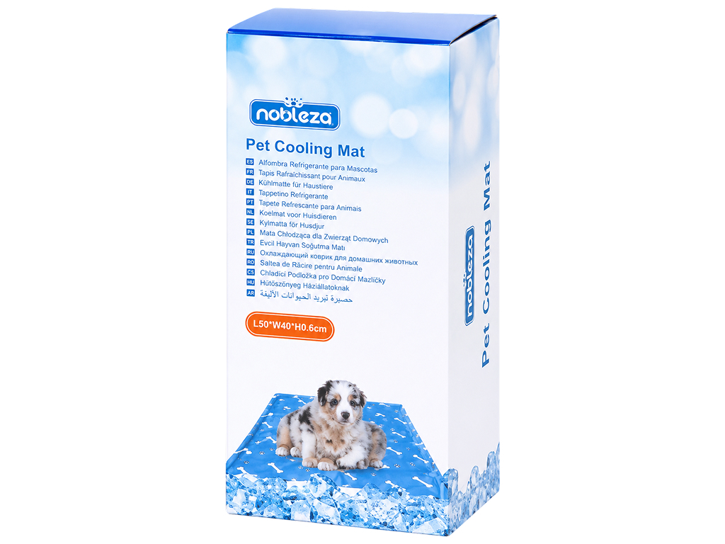 Охлаждающий коврик для собак Nobleza с принтом, 50×40см, размер S, голубой