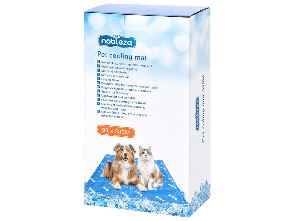 Охлаждающий коврик для собак Nobleza с принтом, 90×50см, размер L, голубой