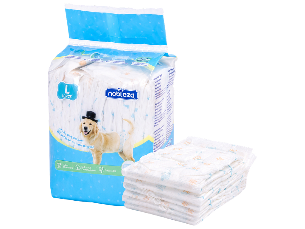 Подгузники для собак Nobleza, для кобелей, размер L, 65×20см, 10шт, (цена за упаковку)