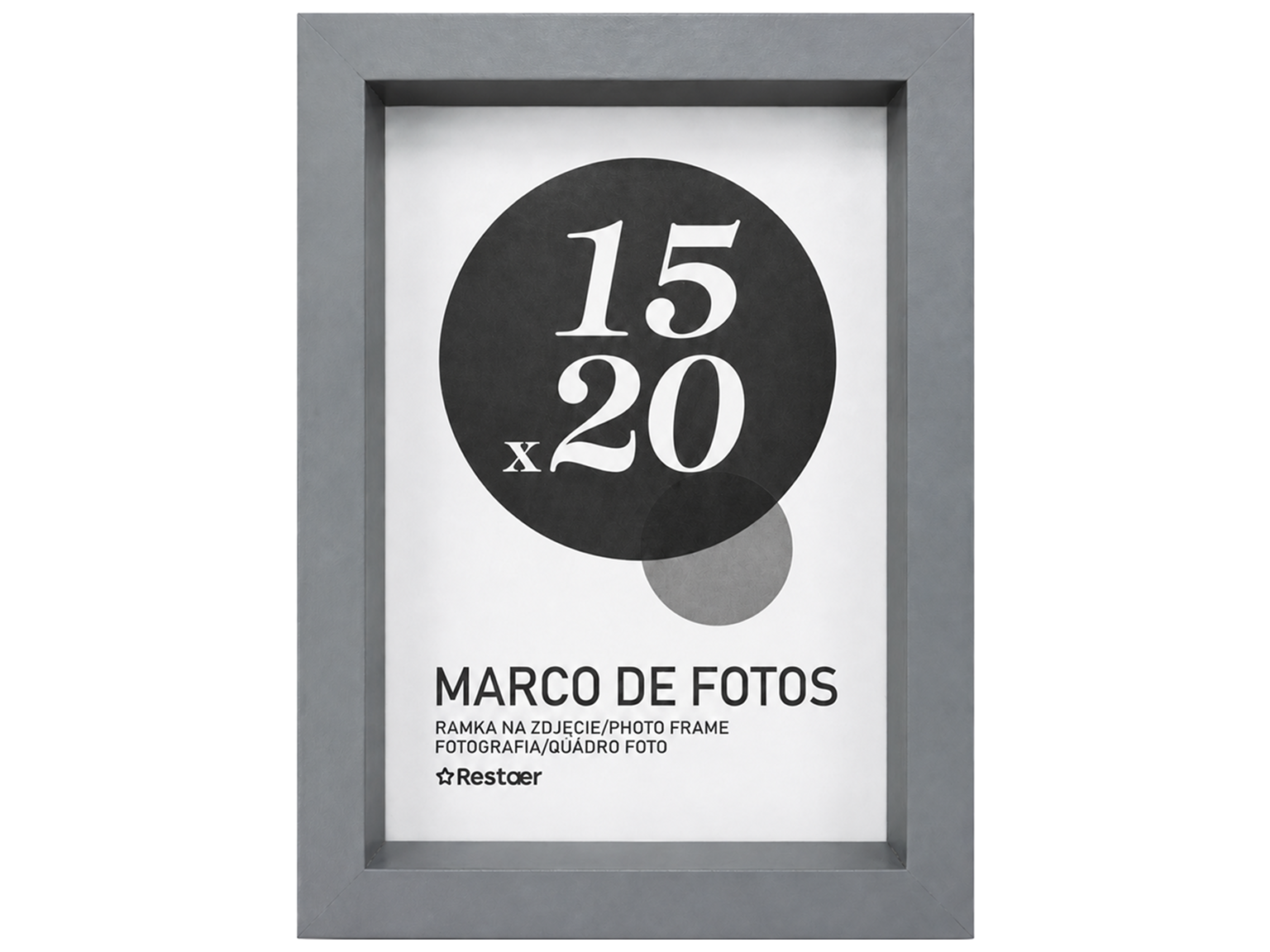 Фоторамка Restaer, серая, для фото 15×20 см (6×8)
