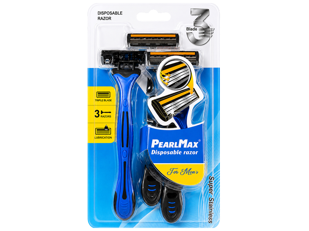 Бритвы одноразовые мужские PearlMax Super Stainless, 3 лезвия, 3шт