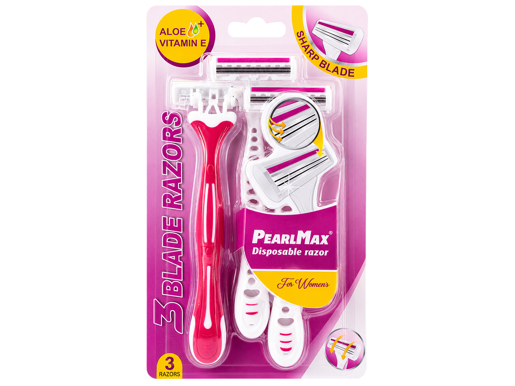 Бритвы одноразовые женские PearlMax Sharp Blade с 3 лезвиями, 3 шт